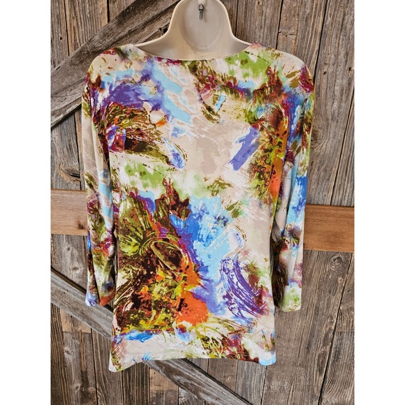 Kaktus women viscose sequin shiny blouse colorful career casual L ^ - Picture 3 of 7